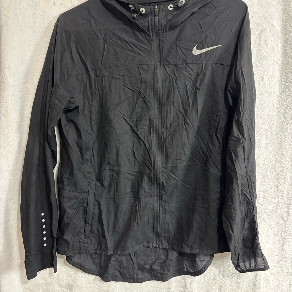 Nike Black Hooded Jacket with Silver Logo
